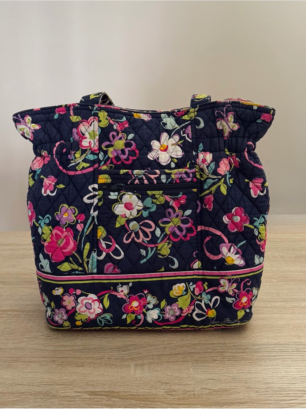 Vera Bradley Navy Floral Quilted Tote Bag